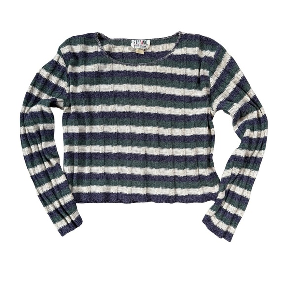 Vintage 90s Stefano Cropped Striped Sweater - Picture 5 of 5
